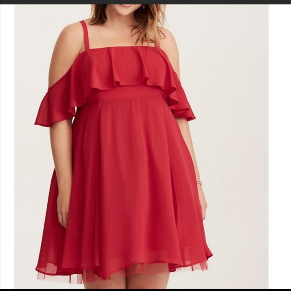 Torrid red chiffon dress